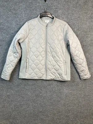 Chaqueta Kim Rogers Mujer Talla XL Gris Plata Acolchada Puffer Cremallera Completa Bolsillos Usada en Excelente Condición Foto 1 de 4
