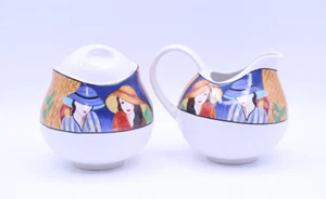 Sango CAFE PARIS Creamer and Sugar with Lid, #4914 Vintage 1994 - Picture 1 of 13
