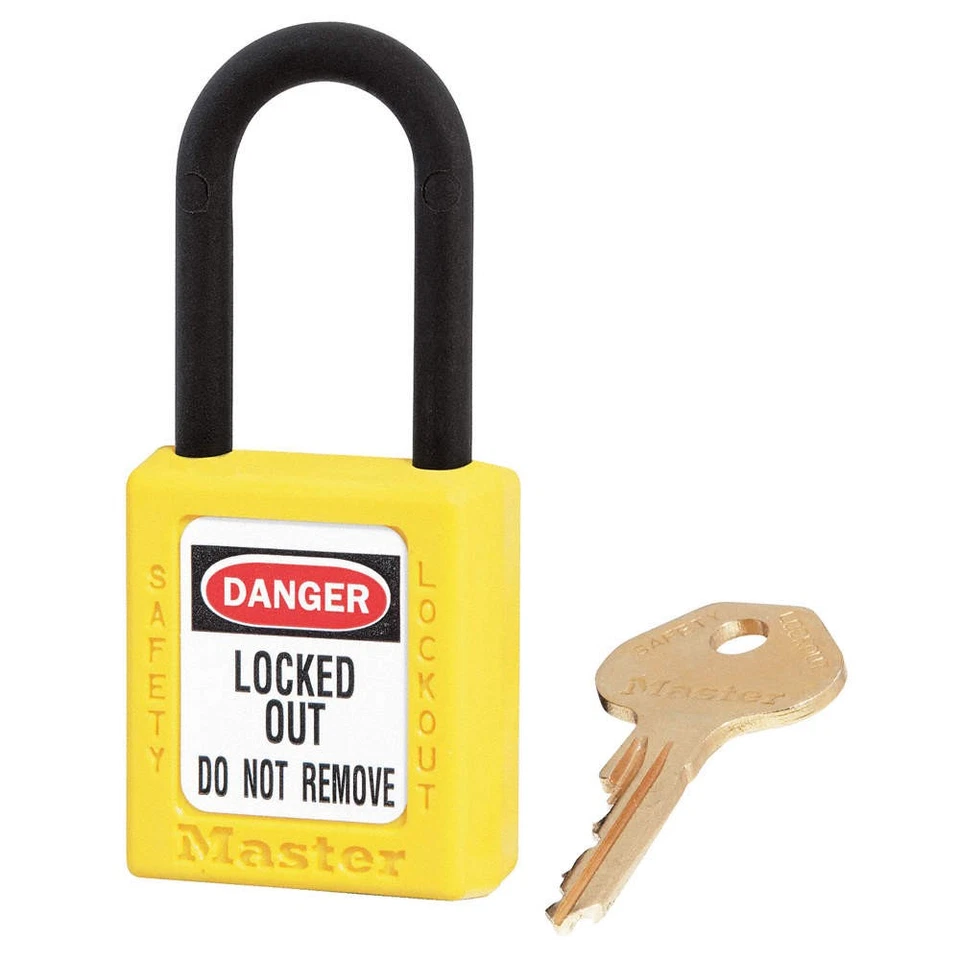 MASTER LOCK 406KAS3YLW Lockout Padlock,KA,Yellow,1-3/4"H,PK3 6MCC6 - Image 1 of 1