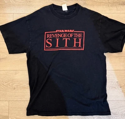 Футболка промо Star Wars Revenge of the Sith черный и красный логотип 2005 выпуск фильма размер L - Изображение 1 из 2