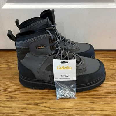 New CABELA'S Men’s Wading Boots Ultralight Gray And Black Brand New Size 13 - Image 1 of 4