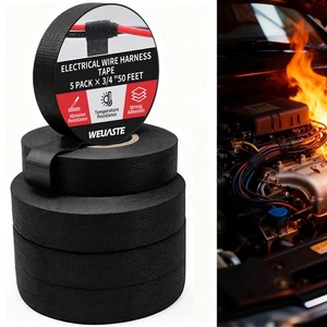 3/4 Inch x50FT Wiring Tape 5 Pack - Heat Resistant Self-Adhesive for Car H16 - Picture 1 of 9