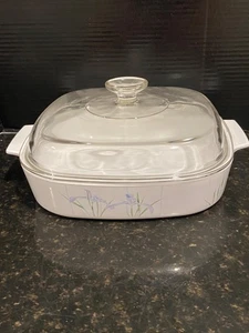 Vintage CorningWare A-10-B Shadow Iris Casserole Dish W/Pyrex A-12-C Lid GUC!! - Picture 1 of 12