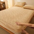 Plush Thicken Quilted Mattress Cover Warm Crystal Cotton Bedsheet Fitted Sheet