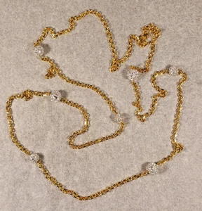 Collana Swarovski vintage 7 sfere di cristallo catena tono oro 46 pollici - Foto 1 di 7
