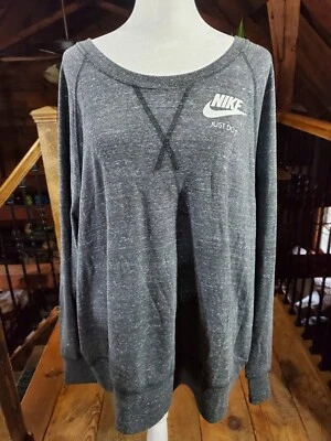 Camisa NIKE Just Do It para mujer 2x Top gris algodón orgánico poliéster reciclado Foto 1 de 4