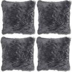 x 4 Cushion Covers Faux Fur Super Soft Cuddly 43x43cm Long Pile