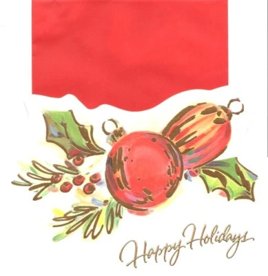 Classic Red Ornament Balls & Holly Happy Holidays Greeting Cards By Paper Magic - Image 1 of 3