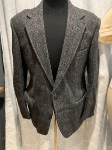 Vtg 60s Harris Tweed Norm Thomson 40R Gray Herringbone Wool Sports Coat USA - Picture 1 of 8
