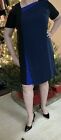 Marina Rinaldi Asymmetrical Tri-Colored Blue Dress 14W, 1X, MR Size 23