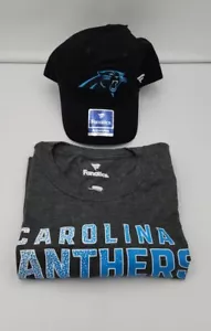 Carolina Panthers NFL Fanatics Short Sleeve T-Shirt Gray M Black Adj Hat New - Picture 1 of 7