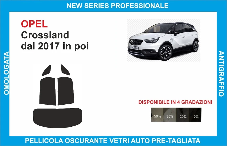 pellicole oscuranti vetri Opel Crossland dal 2017 in poi kit posteriore - Imagen 1 de 1