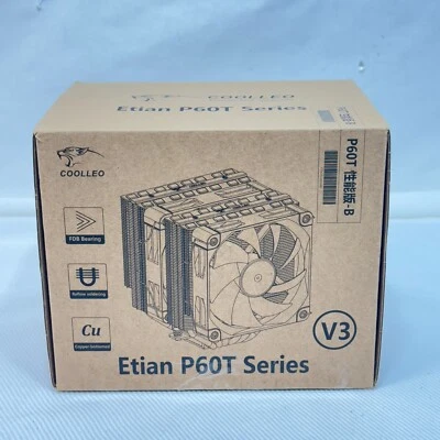 Coolleo Etian P60T Symphony CPU Cooler Heatsink LGA1700/1200/1151/2066 AMD AM5 - Image 1 of 4