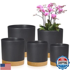 7/6.5/6/5/4 inch Plant Pots Indoor, 5 Pack Modern Plastic Planter with Draina - Picture 1 of 5