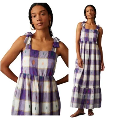 Marie Oliver Abby Dress, Metallic Madras sz S New Boho Cottage Garden Maxi/Midi - Image 1 of 4