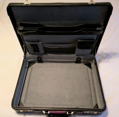 Alpine Swiss 可扩展双组合黑色皮革公文包 — 第 1/4 张图片