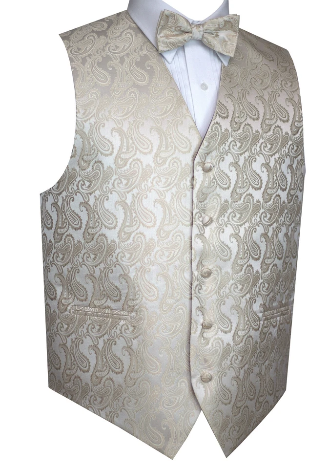 Conjunto de chaleco, pajarita y pañuelo formal de cachemira para hombre. Boda graduación regreso a casa Foto 1 de 2