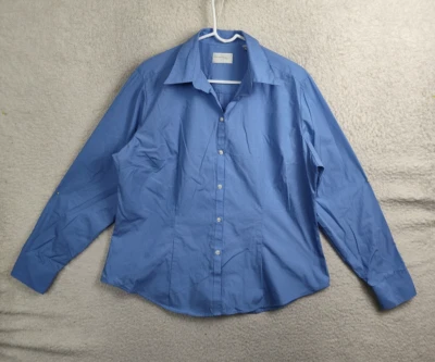 Camisa de mujer Van Heusen extra grande azul mezcla de algodón manga larga con botones Foto 1 de 4