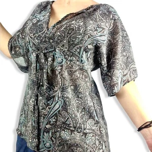 Chain Reaction Paisley blouse Ladies M top hippy boho batwing Fairy Vintage Y2K - Picture 1 of 5