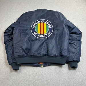 Rothco Bomber Jacket Men Large Blue Flyer MA-1 US Vietnam Veteran Military Navy - Picture 1 of 8