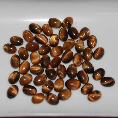 Natural Tiger Eye 7x5mm Flat Back Oval Cabochon Loose Gemstone(s) - Image 1 of 4
