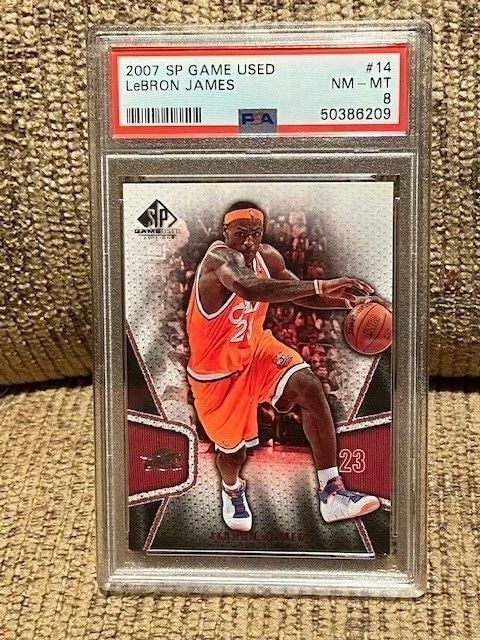 2007 Upper Deck Lebron James PSA 8 #14 SP Game Used Card NEW CLEAN CASE POP 1  - Image 1 of 1