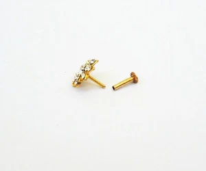 Nose Stud Indian Ethnic 22k Gold Plated Ring Nose Ear Piercing Women's Jewelry - Picture 1 of 4