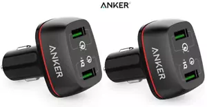 2 x Anker 42W SUPER FAST QC 3.0 Car Charger PowerDrive+ Speed 2 USB Quick Charge - Picture 1 of 9