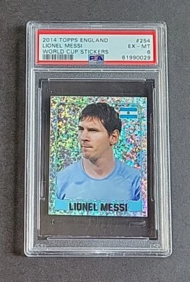 Lionel Messi 2014 Topps England World Cup Stickers #254 PSA 6 - LOW POP  - Image 1 of 4