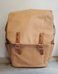 Miss Fong Baby Wickeltasche Windel Multifunktion Rucksack Tasche hellbraun Kunstleder - Bild 1 von 8