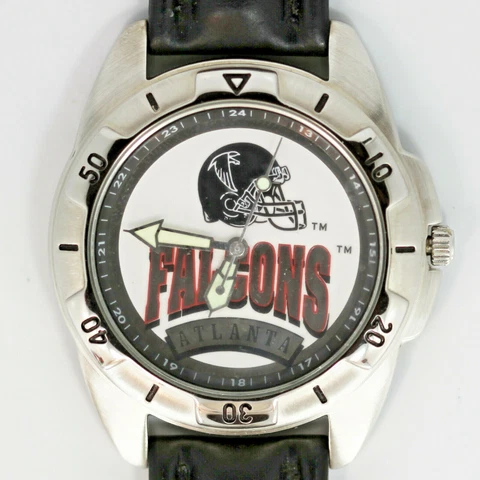 Atlanta Falcons, NFL, Fossil Unworn Vintage Watch Man's Black Leather Band! $79 Cover