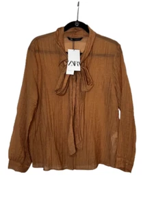 Top blusa donna Zara, colore ruggine rame, taglia media, nuovo con etichetta. - Foto 1 di 6