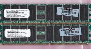 1GB 2x512MB PC2100R DDR-266 SMART SM5726445D8E6CHIBH HP 261584-041 ECC REG Kit - Picture 1 of 2