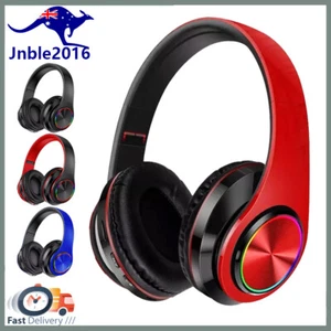Wireless/Wired Headphones On-Ear Bluetooth Headset Foldable USB Rechargeable - Picture 1 of 23