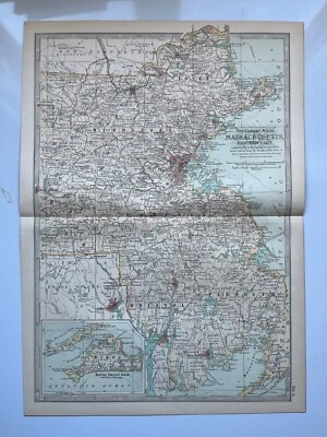Antique Map of Massachusetts Eastern Part United States Century Atlas 1907 - Image 1 of 4