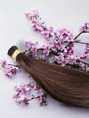 ❤️Europäisches Echthaar Schnitthaar❤️Zopf Braun 46cm remy Strähnen Extensions  - Bild 1 von 3