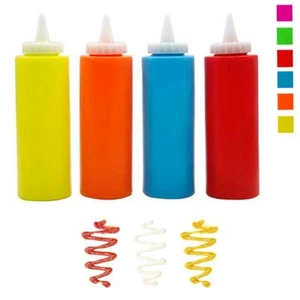 4 Condiment Squeeze Bottle Dispenser Salad Dressing Ketchup - Picture 1 of 1