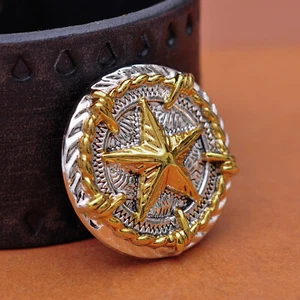 5PCS 34*34mm Western Gold Silver Plated Texas Star Saddles Rope Side CONCHOS SET - Picture 1 of 10