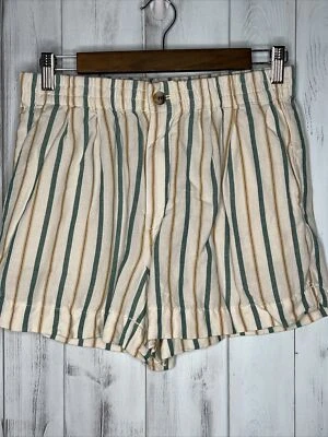 女士 MADEWELL 彩色条纹亚麻 VISCOSE 混合拉隆海滩跟踪短裤 S — 第 1/4 张图片