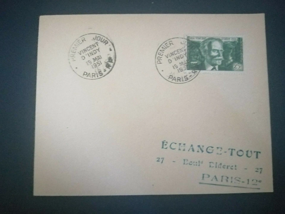 France Premier Day FDC Yvert 890 Vincent D'Indy Musician 25F Paris - Image 1 of 1