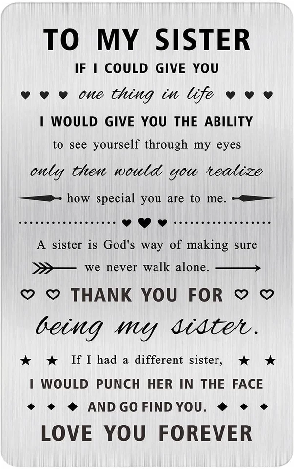 Alotozo Gracias por Ser Mi Hermana Regalos, Cartera Grabada Pequeña, Plateada  Foto 1 de 2