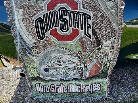 Ohio State Buckeyes Woven Tapestry Throw 4' x 5' Stadium Blanket Made in U.S Cover