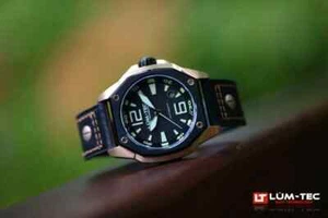 Lum-Tec V6 Men Watch 44mm Automatic Black Leather Two Straps 100m WR - Picture 1 of 4