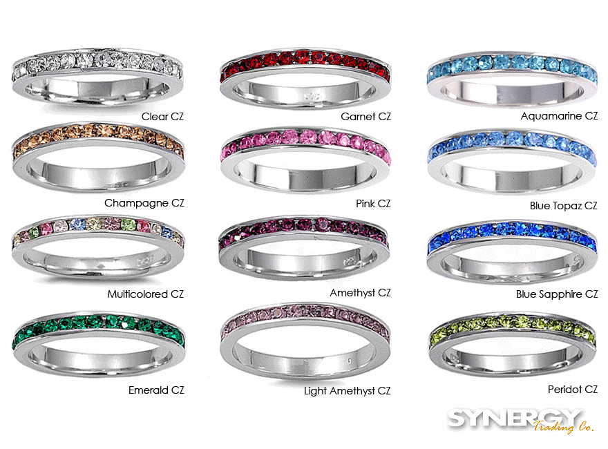 Stackable Eternity CZ Promise Ring  .925 Sterling Silver Size 3 to 12 NEW