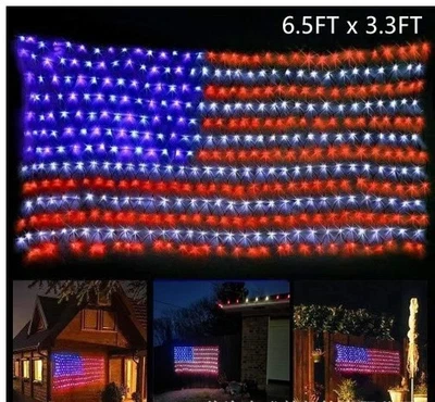 American Flag Net Light Independence Day Decorative String Lights Solar Flag - Image 1 of 4