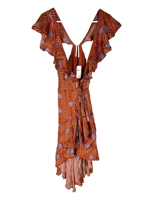 ANTHROPOLOGIE Wrap Dress P XS Brown Floral Cottagecore Ditzy Fairy NEW NWT $170 - Image 1 of 4