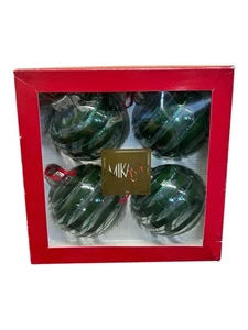 Mikasa 4 Stück mundgeblasenes Glas Urlaub Weihnachtsbaum große Ornament Kugeln grün - Bild 1 von 3