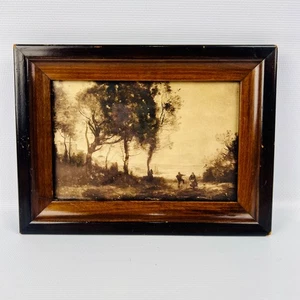 Vintage Sepia Landschaftsdruck gerahmt nach Corot Stil 75/8×55/8 - Bild 1 von 5