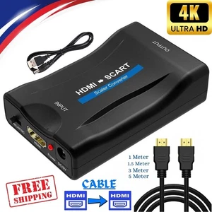 HDMI to Scart Converter Composite Audio Video Scaler With HDMI Cable AV Adapter - Picture 1 of 17