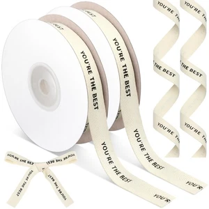 Wavwavw 20 Yards Youre The Best Cotton Ribbon, Natural 5/8 Inch 100 Cotton - Picture 1 of 6